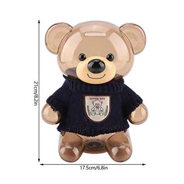 Imagem de Cryfokt Mealheiro de Urso de Plástico Transparente para Crianças, Economia de Dinheiro, Caixa de Presente de Decoração de Casa para Crianças - Vermelho/azul/creme 8,2 X 6,8 Polegadas para Atmosfera