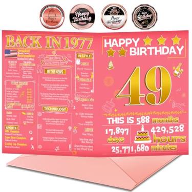 Imagem de Joycard Cartão de aniversário de 49 anos com envelope, decorações de aniversário de 49 anos para mulheres, presentes de aniversário de 49 anos para mãe, cartões de feliz aniversário para esposa de 49