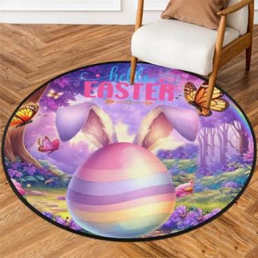 Imagem de Tapete redondo pequeno de 1,8 m de altura, tapete circular antiderrapante, lavável, tapete circular para quarto, sala de estar, berçário, cozinha, banheiro, entrada, decoração de casa