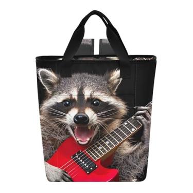 Imagem de Mochila de praia engraçada Raccoon Guitar Rock, impermeável, à prova de areia, 36 latas, sacos térmicos, isolados para viagens 35 x 15 x 16 cm