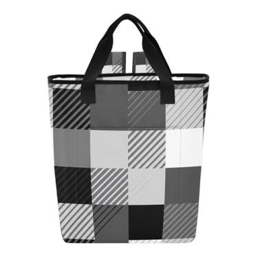 Imagem de Joitme Cooler Bags Tabuleiro de Xadrez Alternado Preto Grande Lancheira para Mulheres 36 Latas Mochila com Isolamento Macio para Viagem