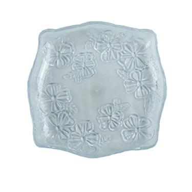 Imagem de Bandeja multifuncional de acrílico para lanche de festa com tampa, pratos de servir para frutas secas, nozes, doces, frutas quadradas esculpidas retrô, bandeja de sorvete, tigela de sorvete (branco transparente)