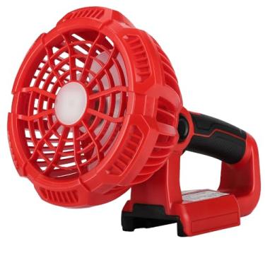 Imagem de Hiesuan Ventilador portátil para bateria de íon de lítio Milwaukee 18V M18, ventilador pessoal com lanterna LED de 300 lm, controle remoto, temporizador 4H, 3 velocidades, ventilador de mesa USB recarregável ao ar livre para casa, trabalho