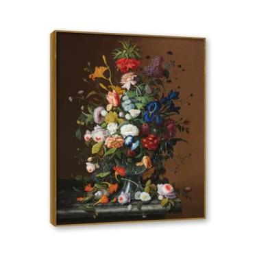 Imagem de NHLDZYH Moldura de teca. Arte de parede em tela de especiarias coloridas e colher de tempero | Decoração de cozinha vintage | Arte moderna para casa e sala de jantar. B111. 50 x 65 cm - 19,7 x 25,6