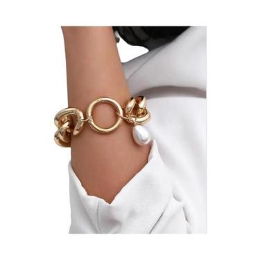 Imagem de Pulseira Chunky Com Pingente De Pérola Vintage Gótica Para Mulheres, E