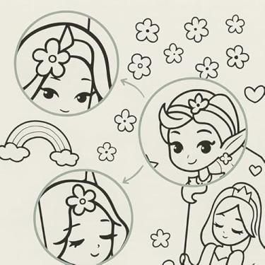 Imagem de Papel Adesivo Infantil para Colorir Tema Princesas Destacável 3m x 30 cm Brinquedo Educativo para Crianças a Partir de 3 Anos Desenho Para Pintar Presente Colável Parede Chão Superficie Plana (SEM CANETINHAS PRINCESAS)