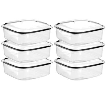 Imagem de Kit 6 Potes Plásticos 1,5 Litros Transparentes Container Quadrado Porta Mantimentos