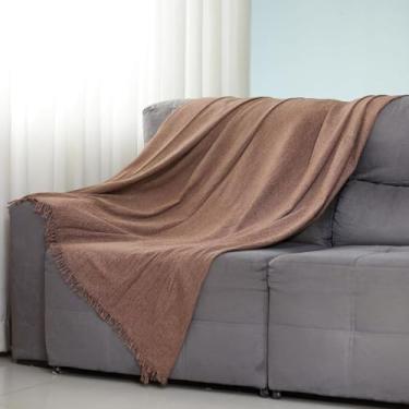 Imagem de Manta para Sofá Gigante Tipo Capa 100% Algodão – Artesanal com Nós nas Pontas Decorativa(Brownier)