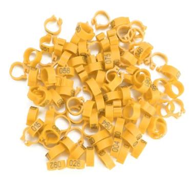 Imagem de Generic Anéis de Perna de Pombo Usam Faixas Plásticas Numeradas Resistentes para Carta Pombo para Adultos 400g 100pcs Saco 8mm 001-100 (Amarelo)