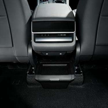 Imagem de BASENOR Organizador de console central traseiro 2026 2025 Tesla Model Y Juniper, lata de lixo TPE à prova de poeira com tampa antiderrapante, caixa de armazenamento no banco traseiro para modelo Y