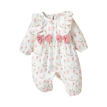 Imagem de Macacão Bebê Manga Comprida Estampado - Algodão, Casual, Verão, 3-6 me