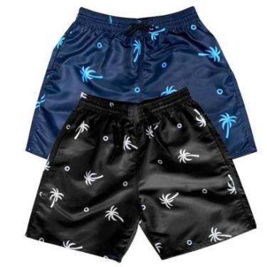 Imagem de Short Masculino Tactel Praia Treino Academia Bermuda Bolso Kit 2-Masculino