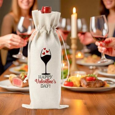 Imagem de Saco de vinho de Dia dos Namorados, noivado, aniversário, casamento, presente para ela, casal, pais, sacolas de vinho românticas, presentes para esposa e marido