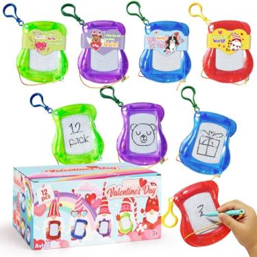 Imagem de 12Pack Valentines Cards with Small Magnetic Doodles Boards Keychains Reusable Magnetic Drawing Pad Portable Art Tool Present Classroom Prize Gift