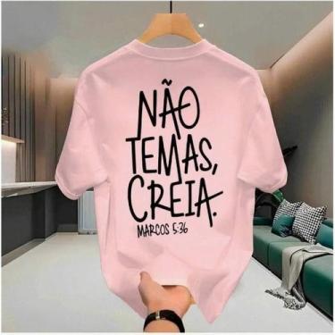 Imagem de Camiseta Streetwear Masculina Algodão Estampada Fé Não Temas Creia Cam