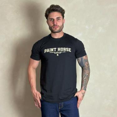 Imagem de Camiseta Masculina Country Preta Estampa Algodão Paint Horse - PAINTHO