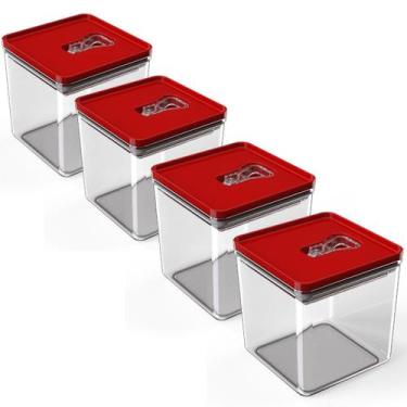 Imagem de Kit Pote Mantimento Hermético 4 Peças de 1L Organizador Cozinha Acríli