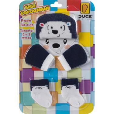 Imagem de Kit 3 peças Luva + Touca + Meia para Bebê Recém Nascido Fofurinha URSO