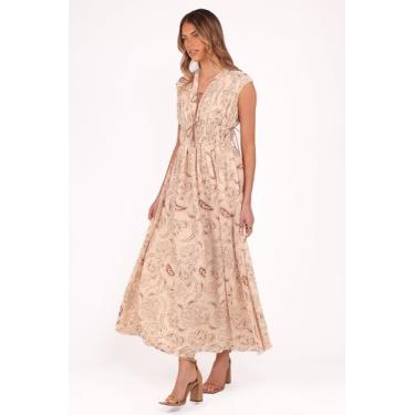 Imagem de Petal & Pup Vestido feminino safira-midi-marrom-Paisley, Paisley marrom, 46