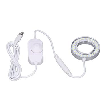 Imagem de Anel de luz led para microscópio, brilho ajustável, liga de alumínio, durável, alimentado por usb para acessórios de inspeção de microscópio