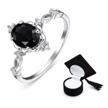 Imagem de Anel De Formatura Prata Banhado Prateado Profissões Profissão (Preto, 14)