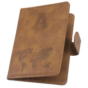 Imagem de ILIYAH Porta-passaporte personalizado – Capa para passaporte com bloqueio RFID, acessório essencial de viagem unissex, Marrom, 11*1*15cm, Casual