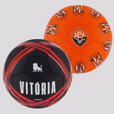 Imagem de Kit 2 Bolas Vitória Estádios Campo Preta e Vermelha, 05