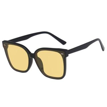 Imagem de Óculos de Sol Rivets Oversized Unissex com Proteção UV400 para Esportes ao Ar Livre, Corrida e Ciclismo, Preto e Amarelo