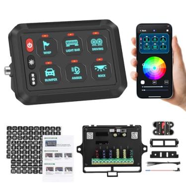 Imagem de Chelhead Painel de interruptores P1 controle remoto RGB sem fio caixa de controle transparente multifuncional compatível com caminhões Jeep Boat Marine SUV Caravan UTV Pickup (Bluetooth 6 Gang)