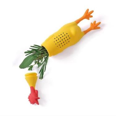 Imagem de Engraçado infusor de especiarias coador de temperos em forma de frango - Caldo de silicone de grau alimentício, 19 cm C × 5 cm L × 3,6 cm A