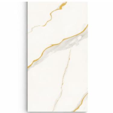 Imagem de Placas Adesivas Mármore 3D Autocolantes Kit com 50 Unidades Revestimento Decorativo Lavável para Parede, Quarto, Sala e Banheiro 30cm x 60 cm (Marmore Calacatta, 30cm x 60cm)