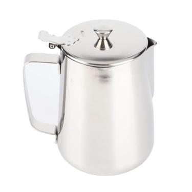 Imagem de Generic Jarra de Espuma de Aço Inoxidável Durável, Jarra de Leite Com Tampa para Arte de café, Alça que Economiza Trabalho para Amantes de café Expresso Doméstico (1500ML)