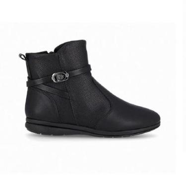 Imagem de Bota Cano Curto Anabela Baixo Piccadilly 261035 Feminina - Preta-Feminino