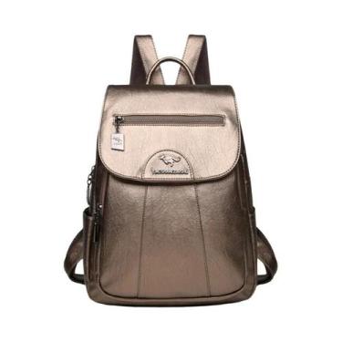 Imagem de Mochila De Couro Vintage Para Mulheres, Bolsa De Viagem Escolar De Alt