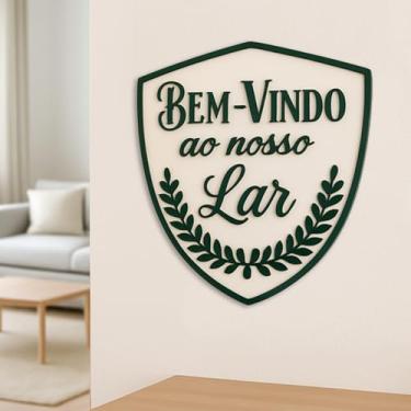 Imagem de Quadro Placa Decorativa Bem-vindo ao Nosso Lar em MDF relevo(Branco)