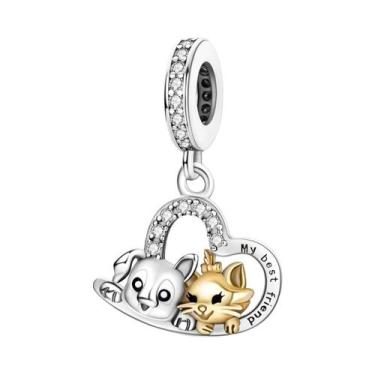 Imagem de Pingentes De Prata 925 Para Mulheres, Charms De Cão E Gato, Contas Par