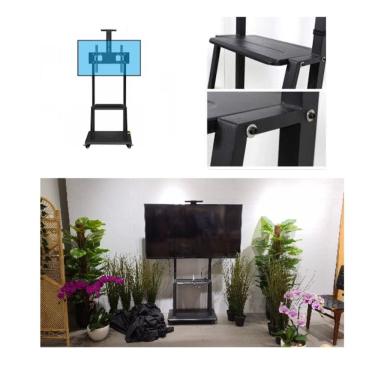 Imagem de Suporte Tv Com Pedestal Rodinhas Prateleira Ajustavel Universal Monitor Televisao Estante De Chao Multi Uso