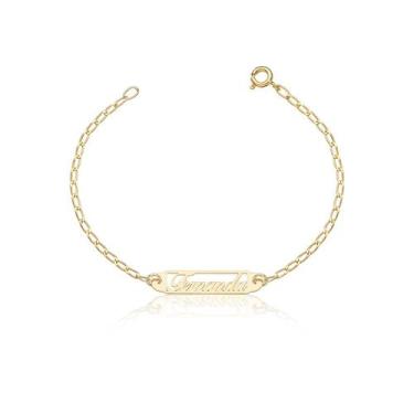 Imagem de Pulseira Melindrosa Infantil Bebe Nome 13 Cm Ouro Puro 10k - MAEHLER A