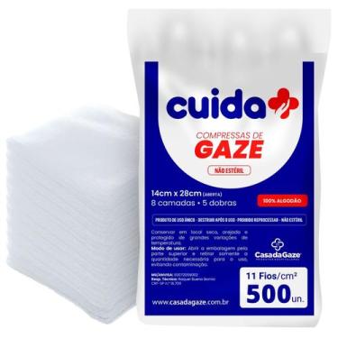 Imagem de Compressa de Gaze Hospitalar 11 Fios Cuida Mais 500 Unidades - Nicks P