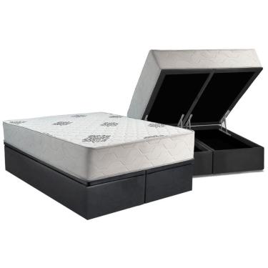 Imagem de Cama Box Baú Queen: Colchão Ortopédico Inovaflex Comfort Premium+base Crc Corano Gray (158x198)