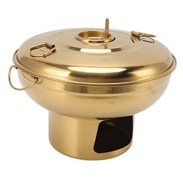 Imagem de AYNEFY Panelas Individuais de Gelo Seco para Porção única Panela Quente a Carvão Panelas de Gelo Seco de Aço Inoxidável Portáteis para Uma Pessoa Panela de chá Com Leite de Imitação Chinesa de (Ouro)