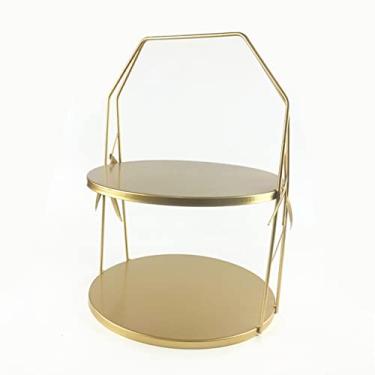 Imagem de Suporte de bolo duplo redondo para sobremesa, buffet, frutas, buffet, lanche, utensílios de mesa, adequado para casamento, festa de aniversário, chá da tarde, suporte de cupcake (B)