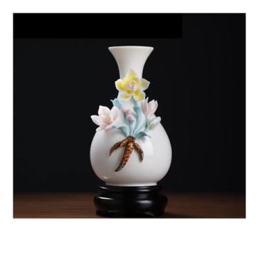 Imagem de Vaso novo estilo chinês feito à mão vaso de cerâmica arranjo de flores sala de estar prateleira decoração vasos de flores