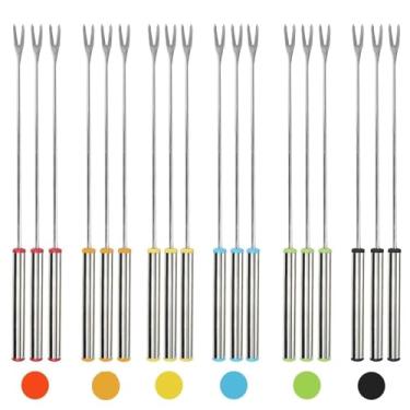 Imagem de Conjunto de 6 garfos de fondue de aço inoxidável de 24 cm com alças resistentes ao calor