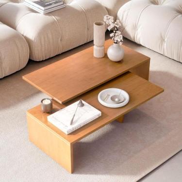 Imagem de Mesa De Centro Geminini Retangular Para Sala E Recepção De Luxo - Maxi
