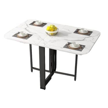 Imagem de ZXLPHA Mesa de jantar dobrável, mesa de cozinha extensível com textura de mármore extensível, com economia de espaço, para casa, sala de costura, sala de artesanato, estilo 1