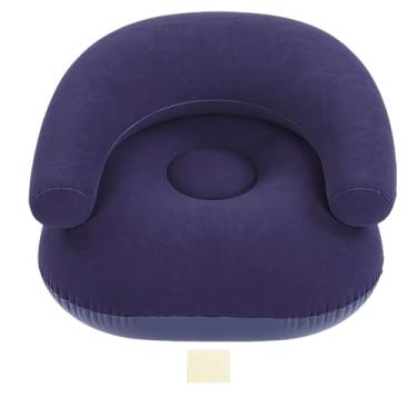 Imagem de Diydeg Saco de Feijão Inflável, sofá Preguiçoso Portátil Dobrável para Adultos, Cadeira Inflável Flocada Em PVC Com Apoio de Braço para Noites de Cinema Ao Ar Livre, Quarto, Leitura (-marinho)