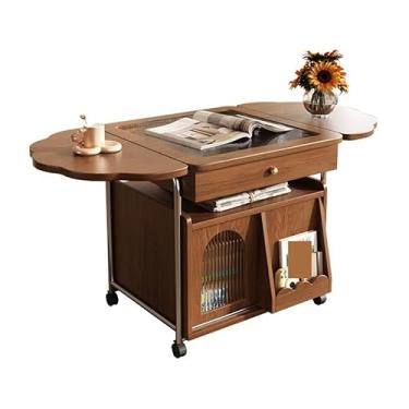 Imagem de Mesa de centro nórdica retrô mesa de centro sala de estar sofá de casa mesa lateral moderna minimalista multifuncional dobrável móvel mesa de chá mesa de quarto