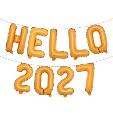 Imagem de Balão com números Hello 2027 multicolorido, decorações de ano novo de 2027 para Feliz Ano Novo de 2027, Natal e suprimentos de festa de formatura (HELLO 2027 Orange)