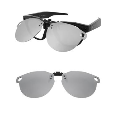 Imagem de HILEEN Óculos de sol polarizados Flip-up Clip-on para Oakley Meta HSTN OW8002 51 mm para homens e mulheres proteção UV - prata